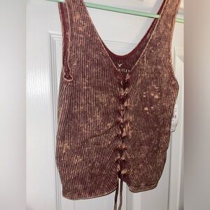 American Eagle Mauve Soft & Sexy Rib Tank Crop Top
